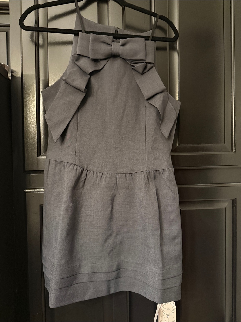 Miss Rosier NWT Gray Bow-Front Halter Party mini Dress size Medium